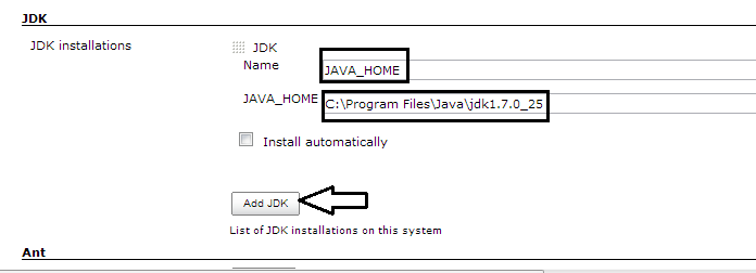 Give the name as JAVA HOME and Specify the JDK way. selenium jenkins integration